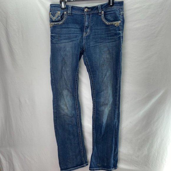 Grace in LA Women's Flared Denim Jeans Dark Washed - Size 30 - Picture 2 of 7
